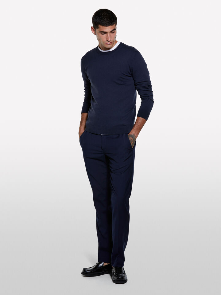 Dark blue crew neck sweater - men's crew neck sweaters - Dark Blue | Sisley image number 1